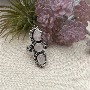 Rose quartz sterling ring size 8 3/4